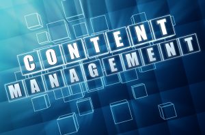 Content Management graphic on blue background